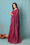 Tyohaar ~ Mul Cotton Khadi Design Handloom Woven Saree - Magenta - verymuchindian.com