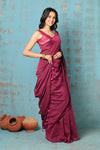 Tyohaar ~ Mul Cotton Khadi Design Handloom Woven Saree - Magenta - verymuchindian.com