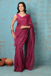 Tyohaar ~ Mul Cotton Khadi Design Handloom Woven Saree - Magenta - verymuchindian.com