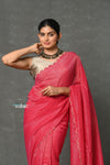 Tyohaar ~ Mul Cotton Zari Design Handloom Woven Saree - Bright Red - verymuchindian.com
