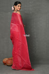 Tyohaar ~ Mul Cotton Zari Design Handloom Woven Saree - Bright Red - verymuchindian.com