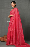 Tyohaar ~ Mul Cotton Zari Design Handloom Woven Saree - Bright Red - verymuchindian.com
