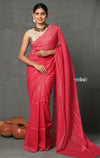Tyohaar ~ Mul Cotton Zari Design Handloom Woven Saree - Bright Red - verymuchindian.com