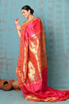 Tyohaar Premium Asawali Border ~ Signature Weave! Handloom Pure Silk Pink Paithani Saree with Exclusive Asawali Buttis - verymuchindian.com