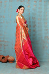 Tyohaar Premium Asawali Border ~ Signature Weave! Handloom Pure Silk Pink Paithani Saree with Exclusive Asawali Buttis - verymuchindian.com