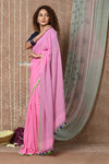 Tyohaar ~ Pure Mul Cotton Handloom Saree ~ Blush Pink - verymuchindian.com