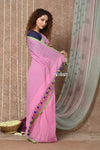 Tyohaar ~ Pure Mul Cotton Handloom Saree ~ Blush Pink - verymuchindian.com
