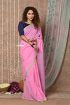 Tyohaar ~ Pure Mul Cotton Handloom Saree ~ Blush Pink - verymuchindian.com