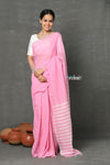 Tyohaar ~ Pure Mul Cotton Handloom Saree ~ Feather Pink - verymuchindian.com