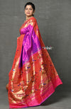Tyohaar ~ Signature Weave! Handloom Pure Silk Paithani Saree with Handcrafted Peacock Parrot Zari Border ~ Royal Purple - verymuchindian.com