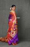 Tyohaar~Designed By VMI ~ Handloom Pure Silk Muniya Border Brocade with Floral Parrot Pallu in Purple Pink - verymuchindian.com