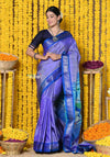 Unique Bestseller ~ Handloom Pure Silk Paithani Saree With Handcrafted Peacock Pallu in Lavender Bloom (by Govt Certified Weavers) - verymuchindian.com