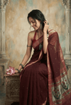 Virasat 2.0 ~ Handloom Pure Cotton Paithani With Designer Asawali Pallu ~ Maroon - verymuchindian.com