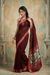 Virasat 2.0 ~ Handloom Pure Cotton Paithani With Designer Asawali Pallu ~ Maroon - verymuchindian.com