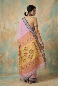 Virasat 2.0 ~ Handloom Pure Cotton Paithani With Double Pallu ~ Blush Pink - verymuchindian.com
