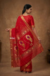 Virasat 2.0 ~ Handloom Pure Cotton Paithani With Nath Pallu~ Red - verymuchindian.com