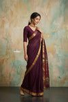 Virasat 2.0 ~ Handloom Pure Cotton Paithani With Revival Payri Pallu ~ Dark Maroon - verymuchindian.com