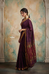 Virasat 2.0 ~ Handloom Pure Cotton Paithani With Revival Payri Pallu ~ Dark Maroon - verymuchindian.com