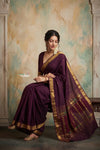 Virasat 2.0 ~ Handloom Pure Cotton Paithani With Revival Payri Pallu ~ Dark Maroon - verymuchindian.com