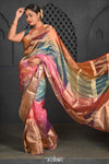 Virasat ~ Exclusive! Handloom Pure Banarasi Tissue Silk Saree ~ Multicolor - verymuchindian.com