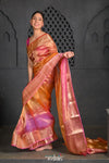 Virasat ~ Exclusive! Handloom Pure Tissue Banarasi Silk Saree ~ Multicolor Yellow - verymuchindian.com