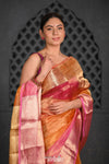 Virasat ~ Exclusive! Handloom Pure Tissue Banarasi Silk Saree ~ Multicolor Yellow - verymuchindian.com