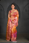 Virasat ~ Exclusive! Handloom Pure Tissue Banarasi Silk Saree ~ Multicolor Yellow - verymuchindian.com