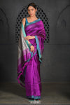 Virasat ~ Exclusive! Handloom Pure Tissue Dupion Silk Saree ~ Purple Blue - verymuchindian.com