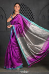 Virasat ~ Exclusive! Handloom Pure Tissue Dupion Silk Saree ~ Purple Blue - verymuchindian.com