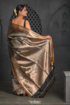 Virasat ~ Exclusive! Handloom Pure Tissue Silk Saree ~ Black Silver - verymuchindian.com