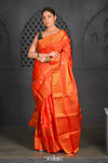 Virasat ~ Gadwal Pure Silk Handloom Saree in Crimson Red (With Silk Mark) - verymuchindian.com