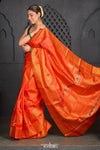 Virasat ~ Gadwal Pure Silk Handloom Saree in Crimson Red (With Silk Mark) - verymuchindian.com
