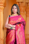 Virasat ~ Gadwal Pure Silk Handloom Saree in Maroon Pink (With Silk Mark) - verymuchindian.com