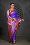Virasat ~ Gadwal Pure Silk Handloom Saree in Purple Brown (With Silk Mark) - verymuchindian.com