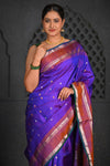Virasat ~ Gadwal Pure Silk Handloom Saree in Purple Brown (With Silk Mark) - verymuchindian.com