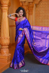 Virasat ~ Gadwal Pure Silk Handloom Saree in Royal Blue - verymuchindian.com