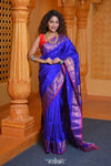 Virasat ~ Gadwal Pure Silk Handloom Saree in Royal Blue - verymuchindian.com