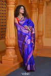 Virasat ~ Gadwal Pure Silk Handloom Saree in Royal Blue - verymuchindian.com