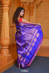 Virasat ~ Gadwal Pure Silk Handloom Saree in Royal Blue - verymuchindian.com