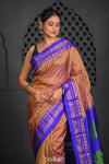 Virasat ~ Handloom Ilkal Pure Silk with Silk Mark in Beautiful Contrast Pallu ~ Gold Checks Purple - verymuchindian.com