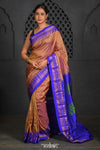 Virasat ~ Handloom Ilkal Pure Silk with Silk Mark in Beautiful Contrast Pallu ~ Gold Checks Purple - verymuchindian.com