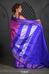 Virasat ~ Handloom Ilkal Pure Silk with Silk Mark in Beautiful Contrast Pallu ~ Mauve Pink Blue - verymuchindian.com