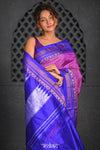 Virasat ~ Handloom Ilkal Pure Silk with Silk Mark in Beautiful Contrast Pallu ~ Mauve Pink Blue - verymuchindian.com