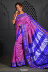 Virasat ~ Handloom Ilkal Pure Silk with Silk Mark in Beautiful Contrast Pallu ~ Mauve Pink Blue - verymuchindian.com