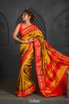 Virasat ~ Handloom Ilkal Pure Silk with Silk Mark in Beautiful Contrast Pallu ~ Mustard Yellow Red - verymuchindian.com
