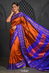 Virasat ~ Handloom Ilkal Pure Silk with Silk Mark in Beautiful Contrast Pallu ~ Rust Blue - verymuchindian.com