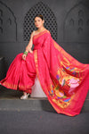 Virasat ~ Handloom Pure Cotton Paithani with Pichwai Lotus Pallu in Delight Pink - verymuchindian.com