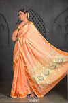Virasat ~ Handloom Pure Cotton Paithani with Revival Asawali Pallu in Light Peach - verymuchindian.com