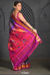 Virasat ~ Handloom Pure Silk Brocade Maharani Paithani with Contrast Pallu in Peacock Blue - verymuchindian.com