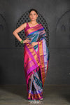 Virasat ~ Handloom Pure Silk Brocade Maharani Paithani with Contrast Pallu in Peacock Blue - verymuchindian.com